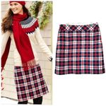 Talbots NWT Boho Red Navy Plaid Wool Mini Skirt Sz 14W Photo 1