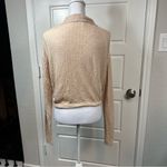 Free People Boho Peasant Linen Blend Open Knit Button Tie Front Sweater Size L Photo 3