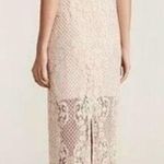 Shona joy Lace High Neck Midi Dress Beige Nude Size 6 Lined Scalloped Hem Bridal Photo 1