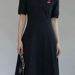 Dushu Office Lady Simple Fashion POLO Collar Long Dress Casual All-match Black Photo 2