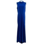 Mac Duggal  IEENA Double Slit High Neck Gown Royal Blue Sleeveless Gown Dress Photo 6