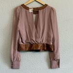 Double Zero ‎ Faux Leather & Chiffon Blouse NWOT Size Large Photo 2