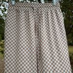Moodie Checkered Maxi Pants Cream and Brown Size Medium Photo 2