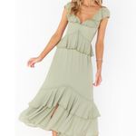 Show Me Your Mumu Reese Ruffle Dress Moss Green Crisp XS Photo 2