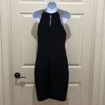 Bisou Bisou Bison Bisou Black Ribbed Sheath Dress With Gold Chain Straps Photo 3