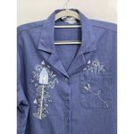 Bonworth Vintage Shacket XXL Blue Embroidered Birdhouse Floral Boho 3/4 Sleeves Photo 1
