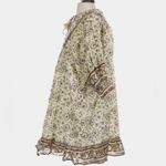 Cleobella  Boho Floral Mini Dress Small Brown Cream Puff Sleeve Ruffle Hem Tassel Photo 4