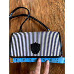 Liz Claiborne VINTAGE 80s 90s  Blue White Stripe Crossbody Purse w Crest Photo 6