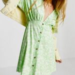 ASOS New Green Daisy Print Button Front V-Neck Short Sleeve Mini Dress Size 0 Photo 1