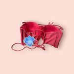 Ymi Nwt Womens size large strapless cupped pushup bright coral bikini top​​​…​ Photo 5