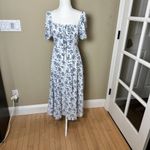 SheIn On / Off Shoulder Corset Top Blue & White Floral Maxi Dress - size Small Photo 2