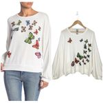 Go Couture Cartoon Butterflies Crew Neck Dolman Balloon Sleeve Sweater Ivory S Photo 1