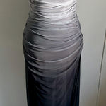 ZARA Strapless Gray to Black Ombre Formal Special Occasion Ruched Maxi Dress Photo 0