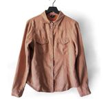 H&M Faux Suede Camel Button-Up Shirt Women's Size 12 Photo 0