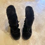 Esprit š Winola faux fur lace up side zip mid calf boots black size 7 Photo 5