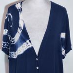 INC International Concepts Navy and White Short Sleeve Cardigan Sweater Size 1X Blue Photo 3