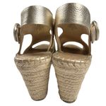 Marc Fisher Sakae Leather Wedge Slingback Espadrille Sandals Soft Gold Size 9W Photo 2