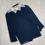 Harry Oliver fine trailer suit jacket blazer crochet Doiley detail & rhinestones Blue Size L Photo 7