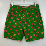 Vintage NAF NAF Green/Pink Floral Cut Off Denim Jean Shorts Size 40 Medium Green Photo 0