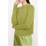 Vince Mock Neck Ribbed Cashmere Blend Sweater Lime Green XS Photo 2