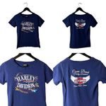 Harley Davidson Cocoa Beach Florida T Shirt Extra Small XS Womens Blue Graphic Photo 1