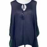 White House | Black Market WHBM Black Boho Lace Trim Butterfly Sleeve Knit Poncho Top Photo 0