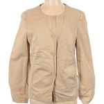 Jil Sander  Jacket EU 42 Khaki Ruched Sleeves Neutral Tan Silk Luxury Safari Trip Photo 0