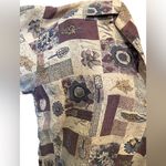 Stunt Vintage Silk Geometric Patchwork Autumn Fall Leaf Floral Button Up Top Photo 1