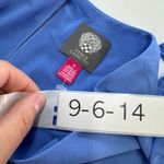 Vince Camuto Dress Womens Size 14 Blue Pleated Sleeve Keyhole Neck A-Line Photo 3