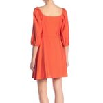 MELLODAY Orange Square Neckline A-Line Lined Mini Dress 3/4 Sleeves Size XS Photo 1