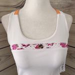 Lija White Floral Fitted Racerback Athletic Tank Photo 1