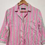 Ralph Lauren  Pajama Button Down Shirt Dress Size Medium Pink green Cotton Photo 2