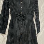 Orange Creek  Black Striped Button Down Tie Front Dress Size Small Photo 1