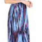 Parker  Miles Blue & Red Watercolor Ikat 100% Silk Maxi Dress Photo 0
