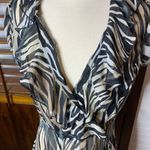 Dress Barn Zebra Animal Print Sheer Ruffle V Neck Midi Dress Photo 2