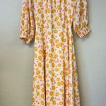 Keepsake Yellow Pink Floral Short Sleeve Midi Dress Size Medium Photo 1