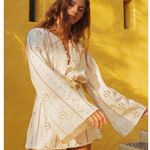 JUAN DE DIOS Lisa Cotton Eyelet Maxi Shirt in Beige Cream sz S Photo 0