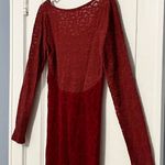 Free People  blouse tunic crimson red size medium boho lace sheer corset Photo 6