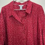 Catherines  Red White‎ Dots Long Sleeve Button Front Cotton Shirt 4X Photo 2