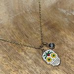 Rae Dunn  14KT Gold Plated Over Brass Tropical Skull Skeleton Halloween Necklace Photo 4