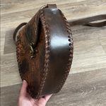 Brown boho western tooled floral leather crossbody bag made in Mexico Photo 2