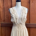 Cupshe Cream V Neck Sleeveless Lace Tassel Smocked Waist Maxi Dress Size M Photo 5