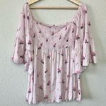Free People NEW Lana Cold Shoulder Bell Sleeve Tunic in Cloud Berry Combo Floral Photo 2