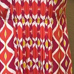 Tory Burch Pleated 100% Silk Shift Pink Orange Signature Print Dress Size 8 Photo 3