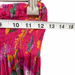 Boho Floral Maxi Skirt XS Smocked Waist Button Front Festival Cottagecore Boho Pink Photo 5