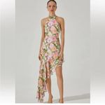 ASTR The Label Floral Print Halter Neck High Low Dress Pink Green Size L Size L Photo 8