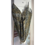 Women’s Khaki Leopard Cheetah Print Fringe Shawl Poncho Wrap Scarf One Size Tan Size undefined Photo 4