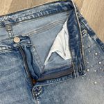 Soho  Pearl Embellished Pockets Stone Washed High Waist Crop Jeans Blue 10 Photo 4