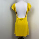 Free People Beach Rosalia Low Open Back Knit Mini Dress Golden Yellow Large Photo 4