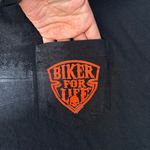 Vintage Biker For Life Harley Davidson Motorcycle Black Orange Graphic T Photo 5